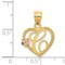 14K Two Tone Gold Initial Letter C Heart Charm Jewelry 22mm x 16mm